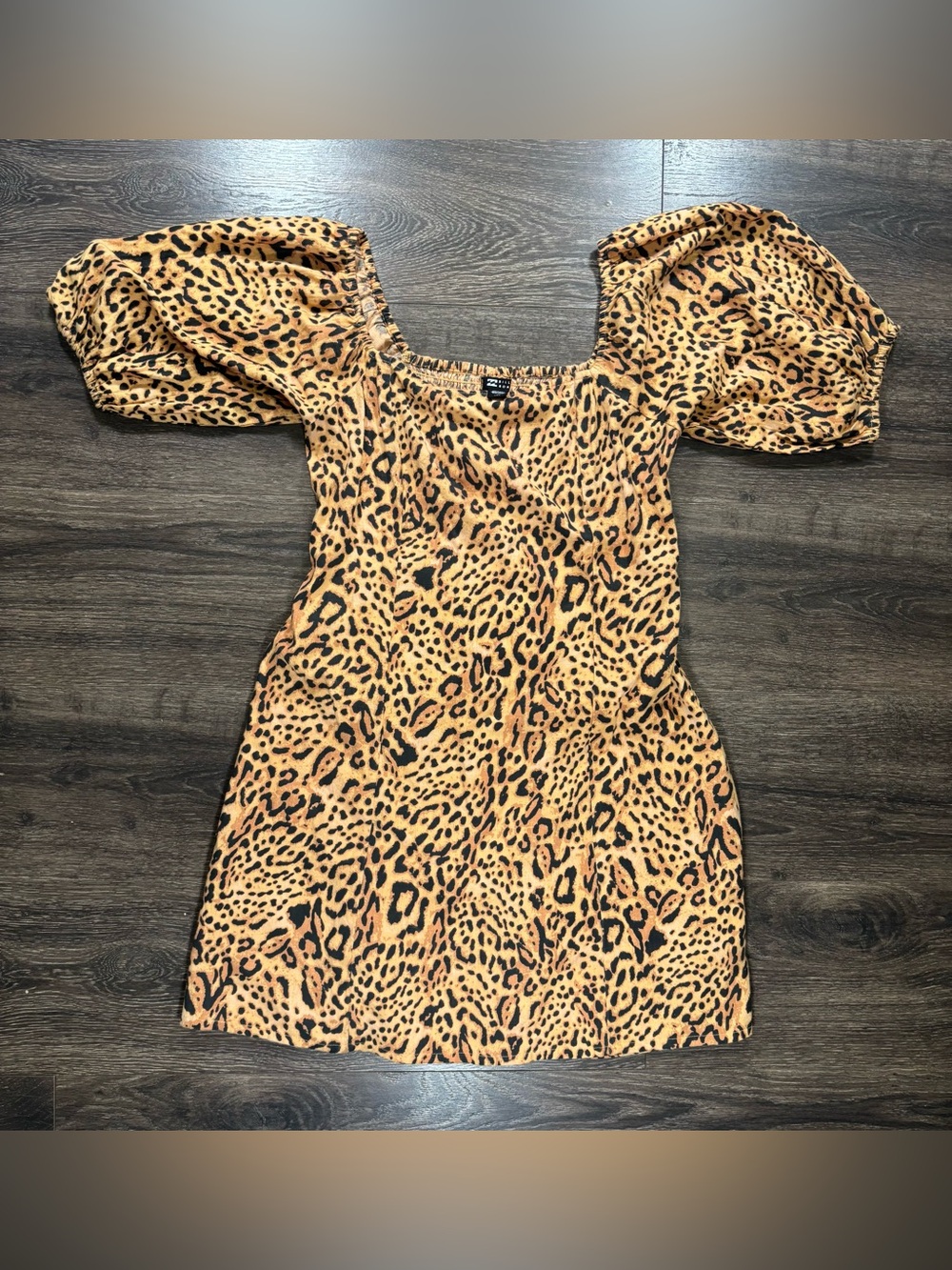 Billabong Leopard-Print Elastic Waist Bell Sleeve Dress Size Large